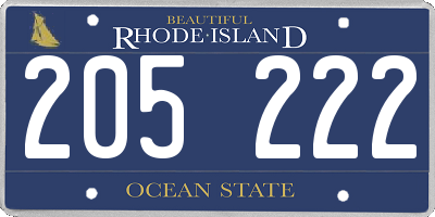 RI license plate 205222