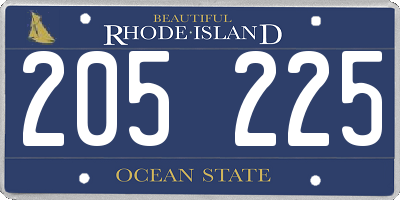 RI license plate 205225