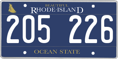 RI license plate 205226