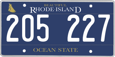 RI license plate 205227