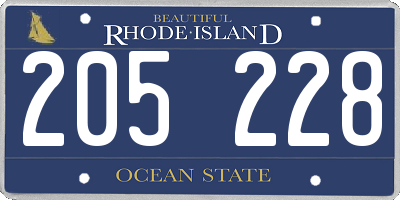 RI license plate 205228