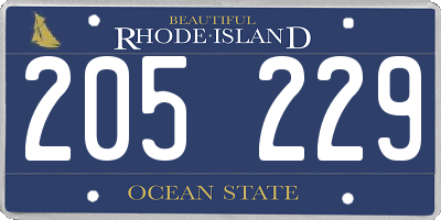 RI license plate 205229