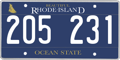 RI license plate 205231
