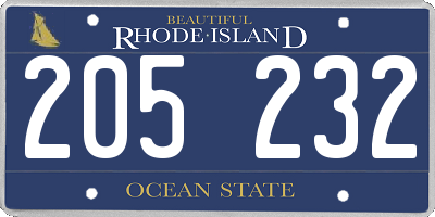 RI license plate 205232