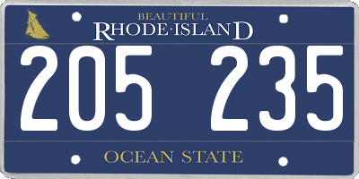 RI license plate 205235