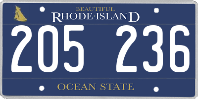 RI license plate 205236