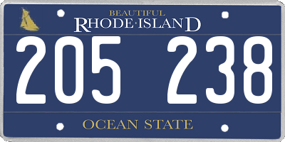 RI license plate 205238