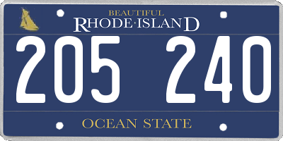 RI license plate 205240