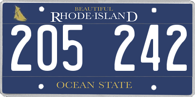 RI license plate 205242