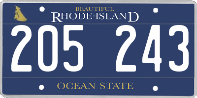 RI license plate 205243