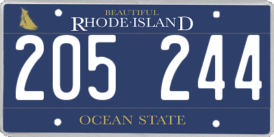 RI license plate 205244
