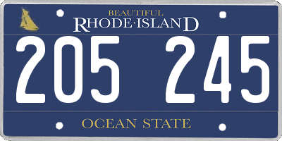 RI license plate 205245