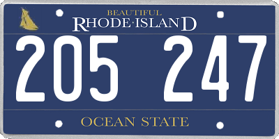 RI license plate 205247