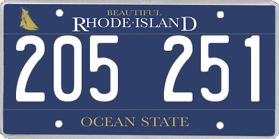 RI license plate 205251