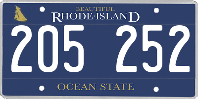 RI license plate 205252