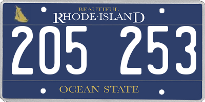 RI license plate 205253