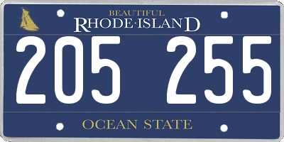 RI license plate 205255