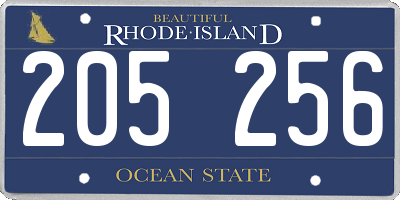 RI license plate 205256