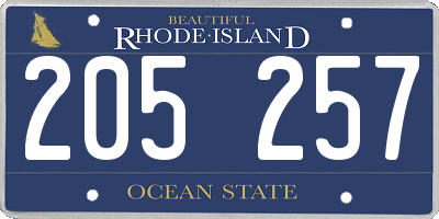 RI license plate 205257
