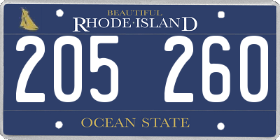 RI license plate 205260