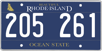 RI license plate 205261