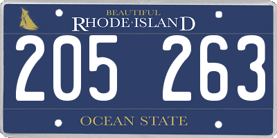 RI license plate 205263