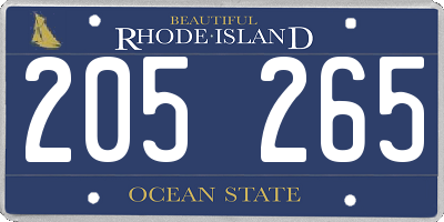 RI license plate 205265