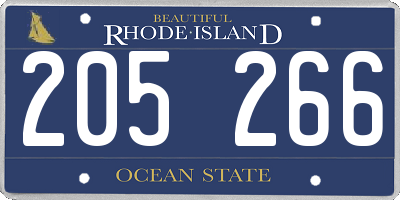 RI license plate 205266