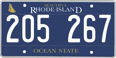 RI license plate 205267