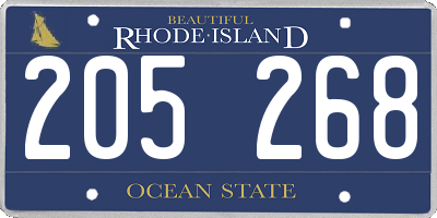 RI license plate 205268