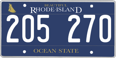 RI license plate 205270