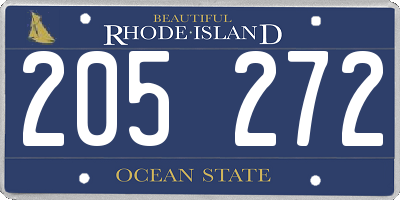 RI license plate 205272