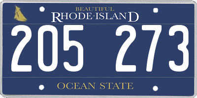 RI license plate 205273