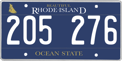 RI license plate 205276