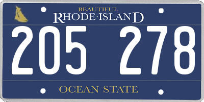 RI license plate 205278