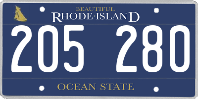 RI license plate 205280