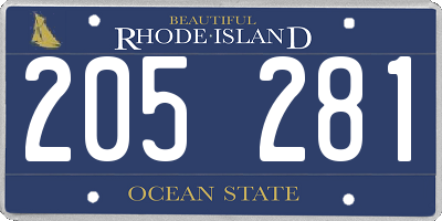 RI license plate 205281