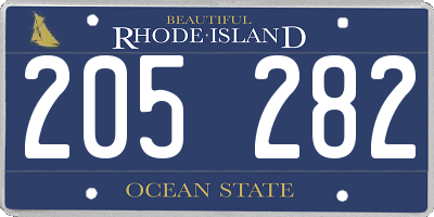 RI license plate 205282