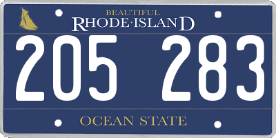 RI license plate 205283