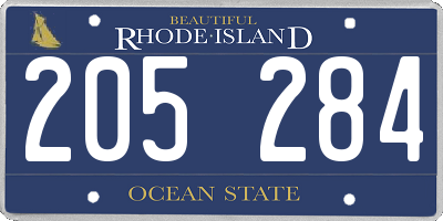 RI license plate 205284
