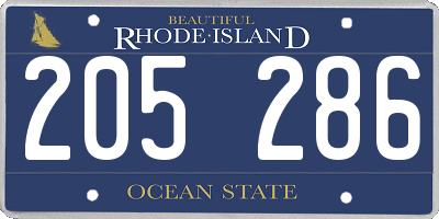 RI license plate 205286