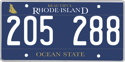 RI license plate 205288
