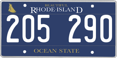RI license plate 205290