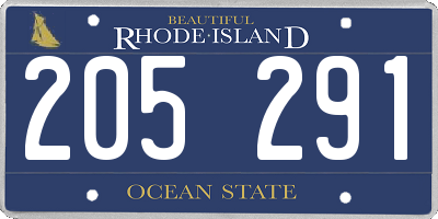 RI license plate 205291