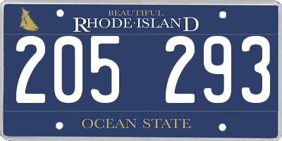 RI license plate 205293