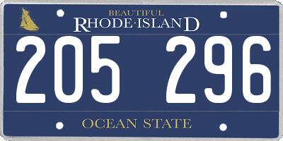 RI license plate 205296