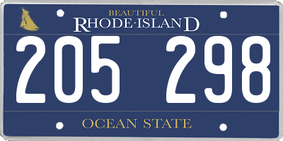 RI license plate 205298