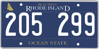 RI license plate 205299