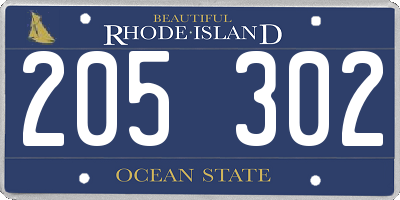 RI license plate 205302