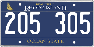 RI license plate 205305